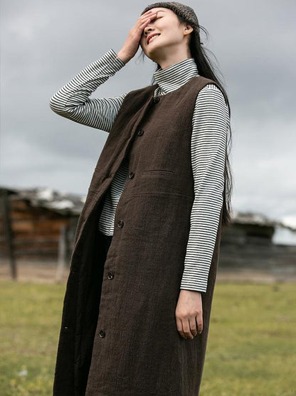 Plus Size - Chinese Style Comfortable Linen Waistcoat