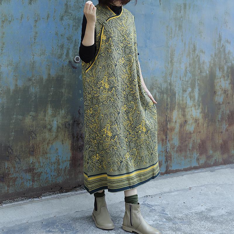 Chinese Style Elegant Autumn Winter Sleeveless Dress