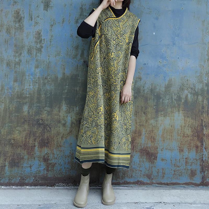 Chinese Style Elegant Autumn Winter Sleeveless Dress