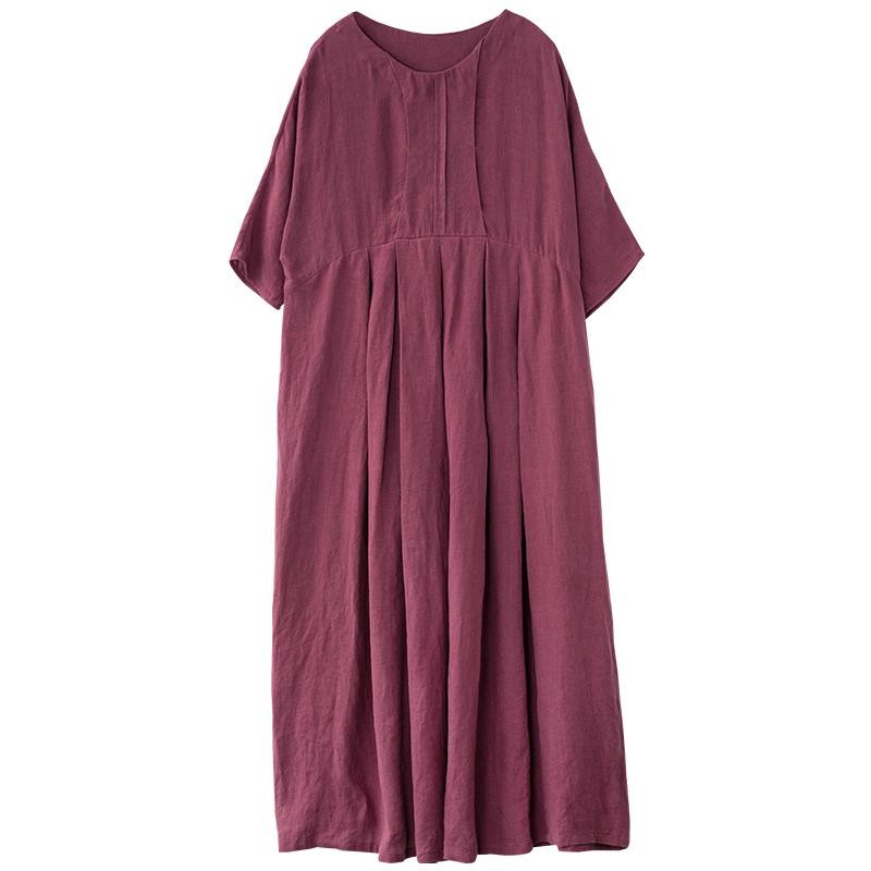 Chinese Style Elegant Pleated Linen Dress