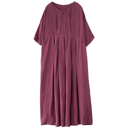Chinese Style Elegant Pleated Linen Dress