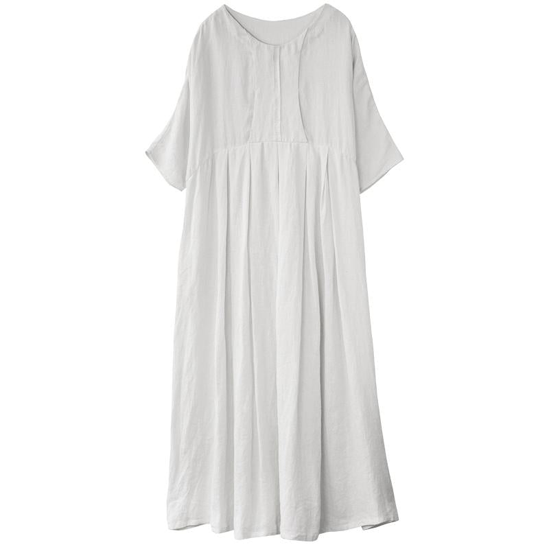Chinese Style Elegant Pleated Linen Dress