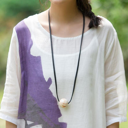 Chinese Style Printed Elegant Ramie Dress