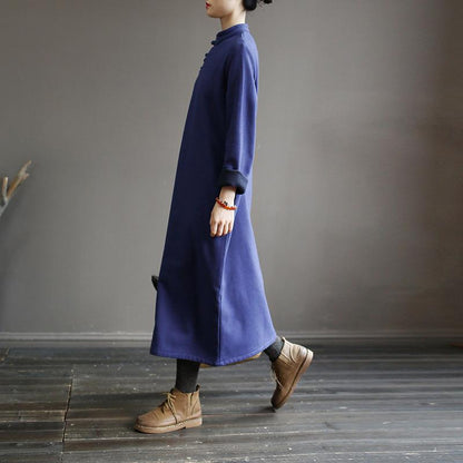Chinese Style Solid Color Warm Dress