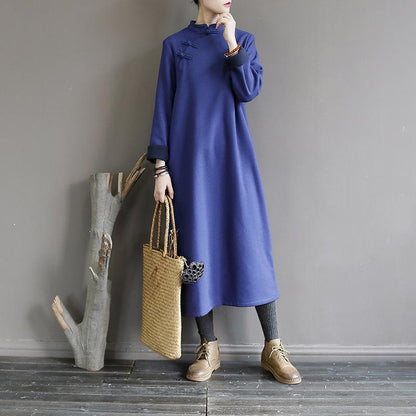 Chinese Style Solid Color Warm Dress