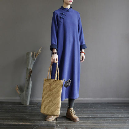 Chinese Style Solid Color Warm Dress