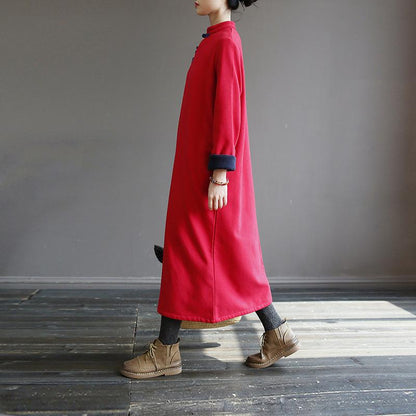 Chinese Style Solid Color Warm Dress