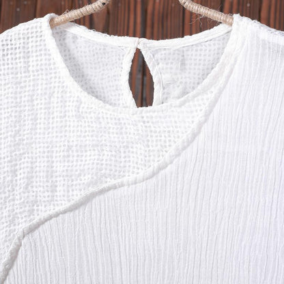 Chinese Style Split Sleeveless White Dress