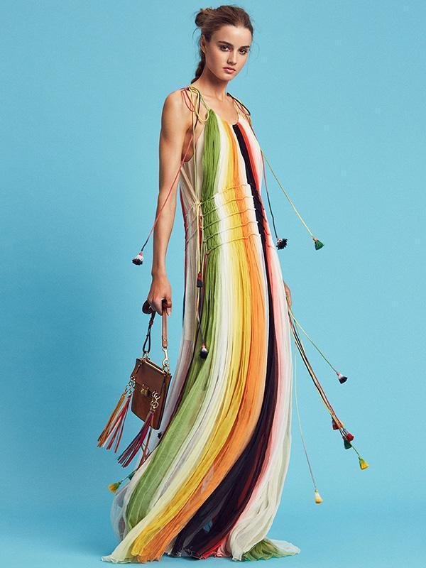 Rainbow Printed Maxi Dress