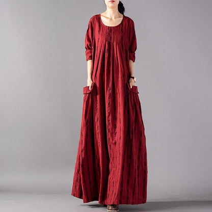 Classic Plaid Pleated Vertical Sense Loose Dress