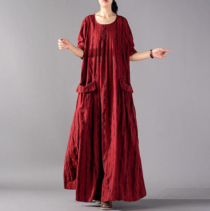 Classic Plaid Pleated Vertical Sense Loose Dress