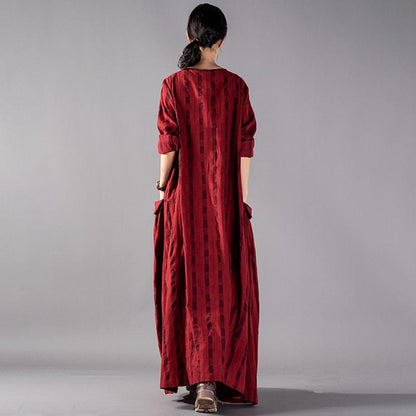Classic Plaid Pleated Vertical Sense Loose Dress