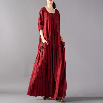 Classic Plaid Pleated Vertical Sense Loose Dress