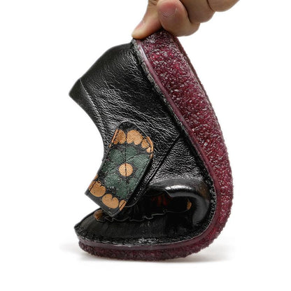 Color Matching Floral Printed Leather Women' Shoes