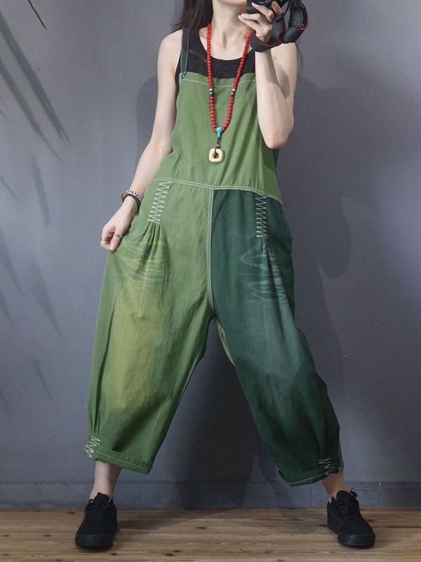 Color Matching Spliced Personality Loose Jumpsuit