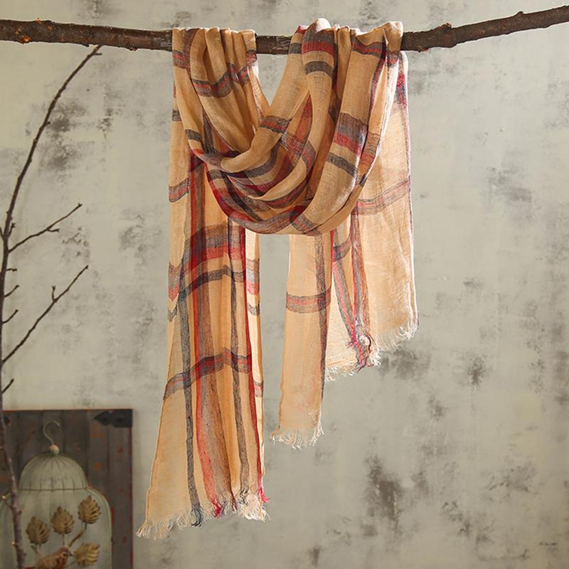 Colored Plaid Soft Comfortable Linen Scarf
