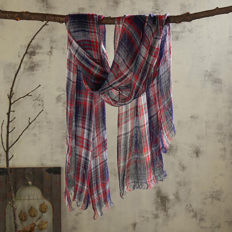 Colored Plaid Soft Comfortable Linen Scarf