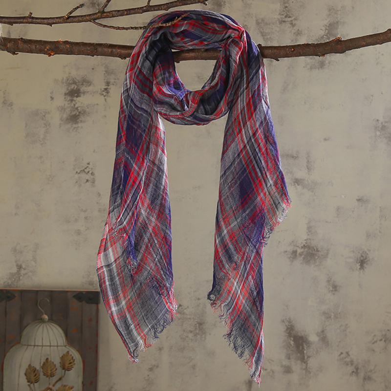 Colored Plaid Soft Comfortable Linen Scarf