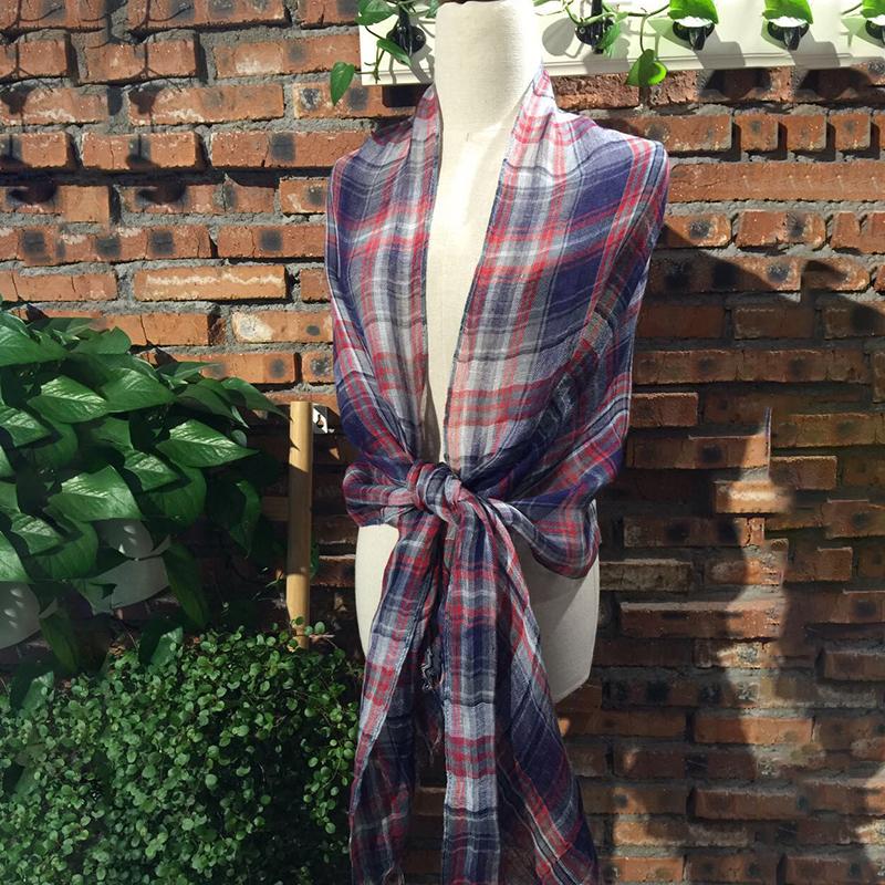 Colored Plaid Soft Comfortable Linen Scarf