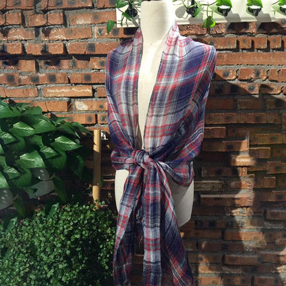 Colored Plaid Soft Comfortable Linen Scarf