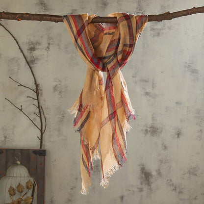 Colored Plaid Soft Comfortable Linen Scarf
