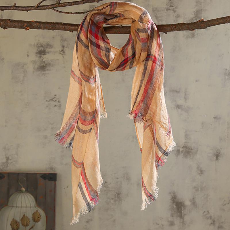 Colored Plaid Soft Comfortable Linen Scarf