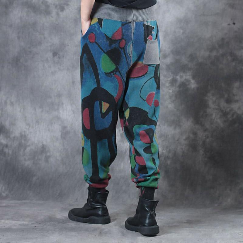 Colored Prints Comfortable Knit Harem Pants