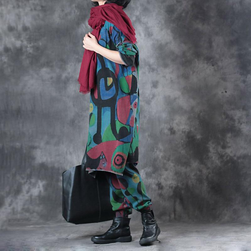 Colored Prints Comfortable Knit Harem Pants