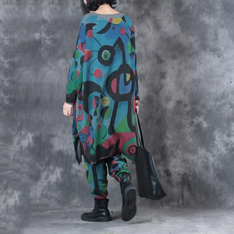 Colored Prints Comfortable Knit Harem Pants