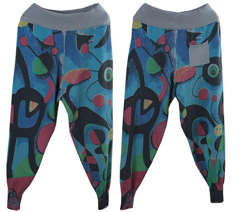 Colored Prints Comfortable Knit Harem Pants