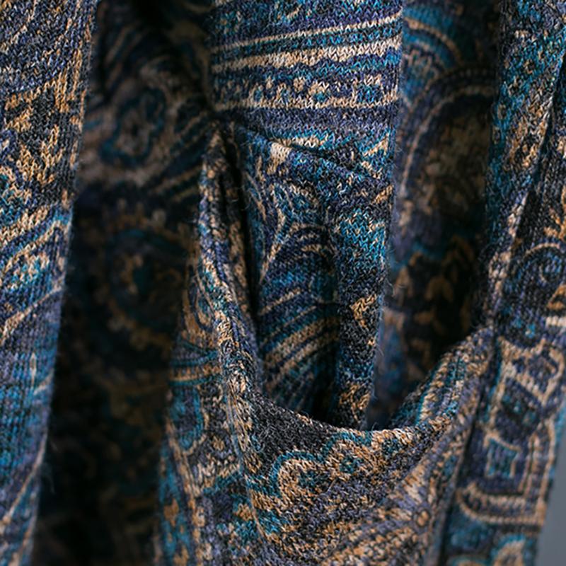 Comfortable Printed V-Neck Retro Loose Dress