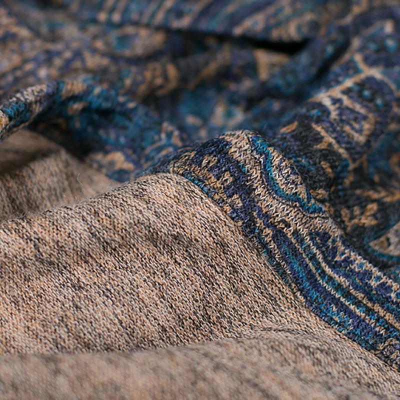 Comfortable Printed V-Neck Retro Loose Dress