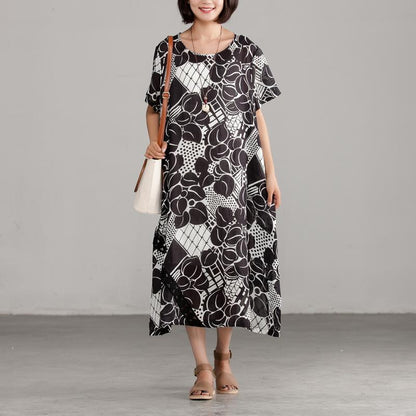 Commuter Summer Printing Pocket Black Dress