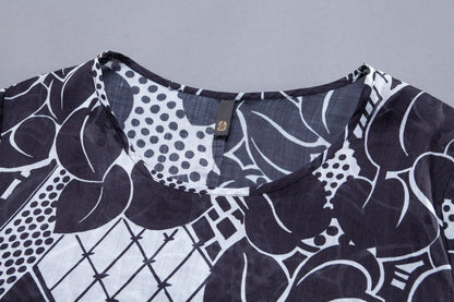 Commuter Summer Printing Pocket Black Dress