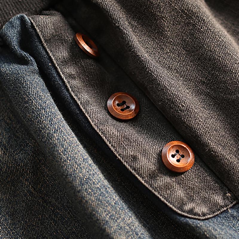 Contrast Color Burr Casual Harem Jeans