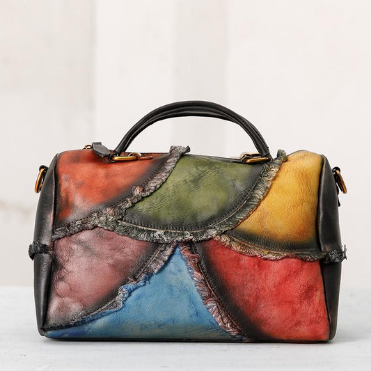 Contrast Color Retro Natural Burrs Crossbody Bag