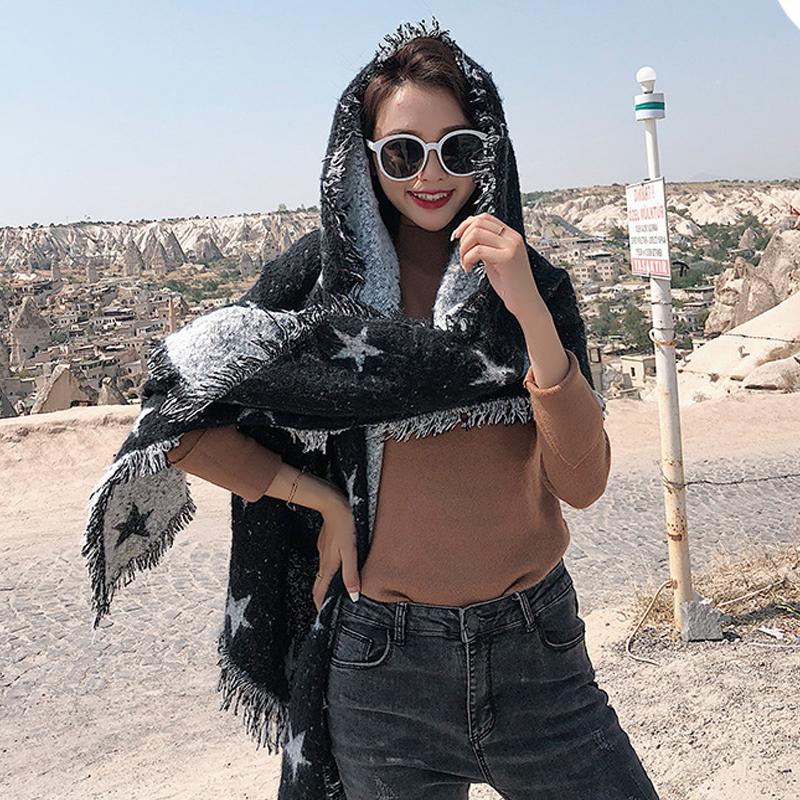 Contrast Color Tassel Imitation Cashmere Scarf