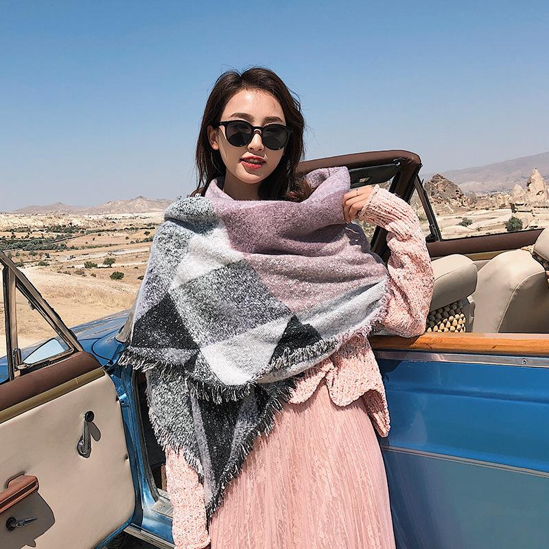 Contrast Color Tassel Imitation Cashmere Scarf