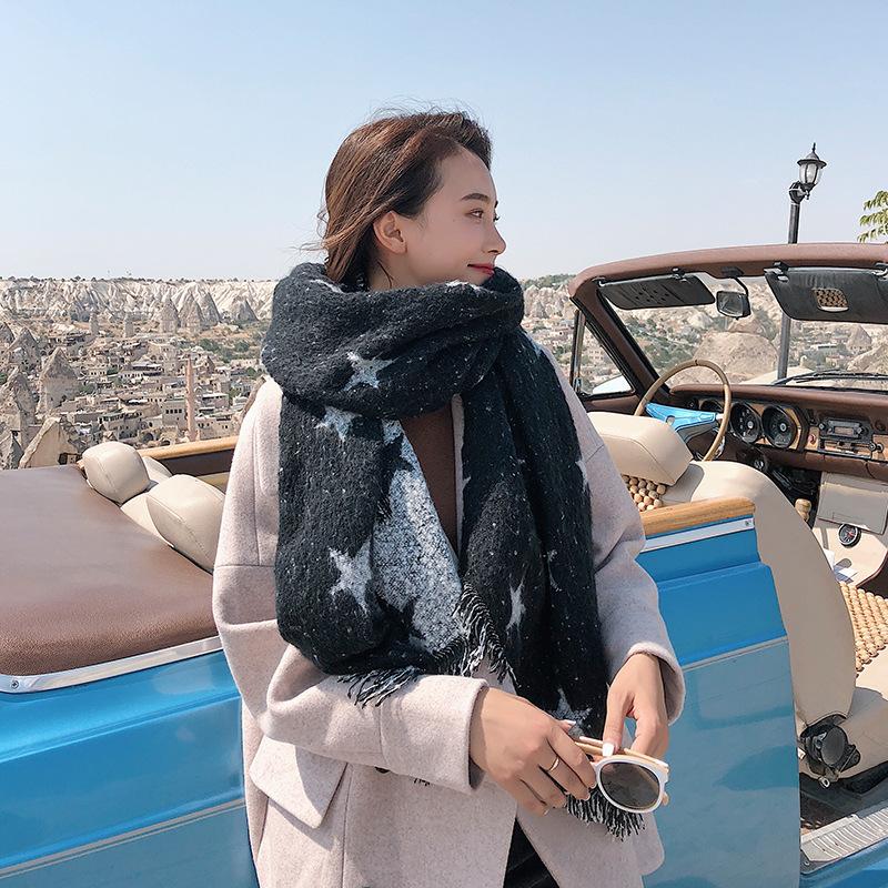Contrast Color Tassel Imitation Cashmere Scarf