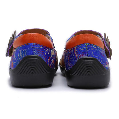 Contrast Spliced Handmade Leather Mary Jane Shoes