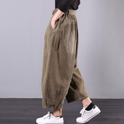 Buykud Corduroy Casual Solid Color Harem Pants