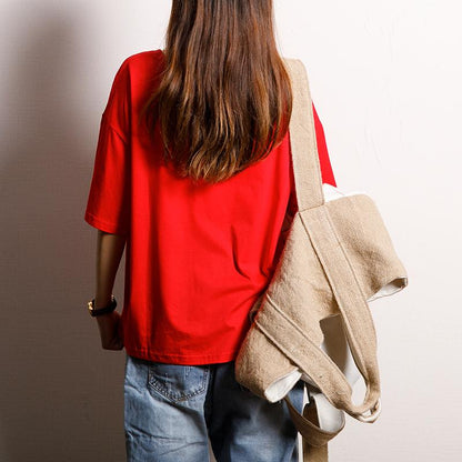 Cotton Asymmetrical Print Short Sleeve Blouse