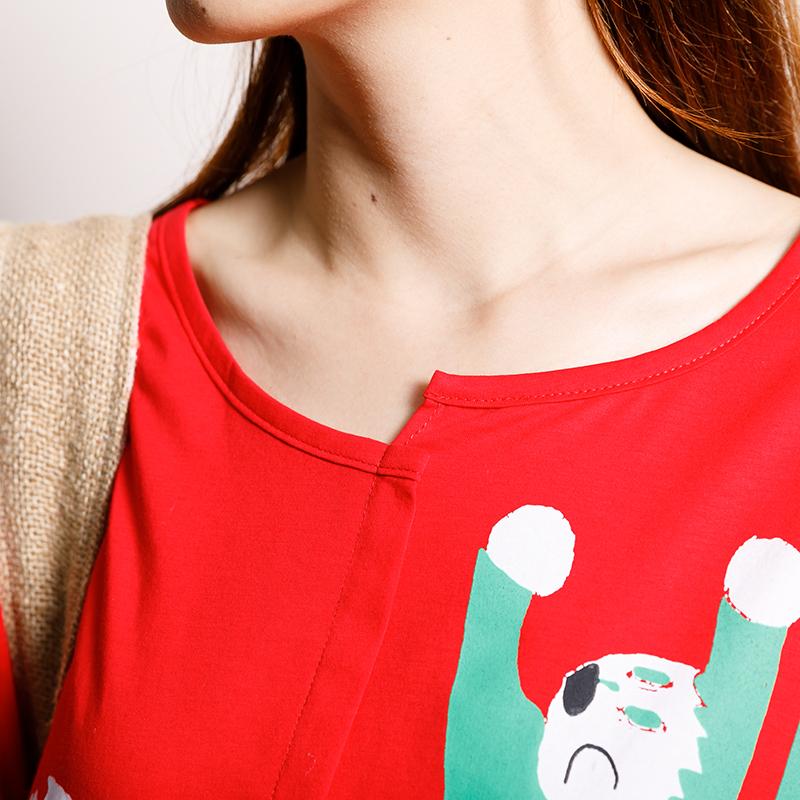 Cotton Asymmetrical Print Short Sleeve Blouse