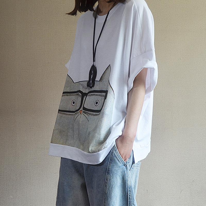 Cotton Carton Print Summer Short Sleeve T-shirt