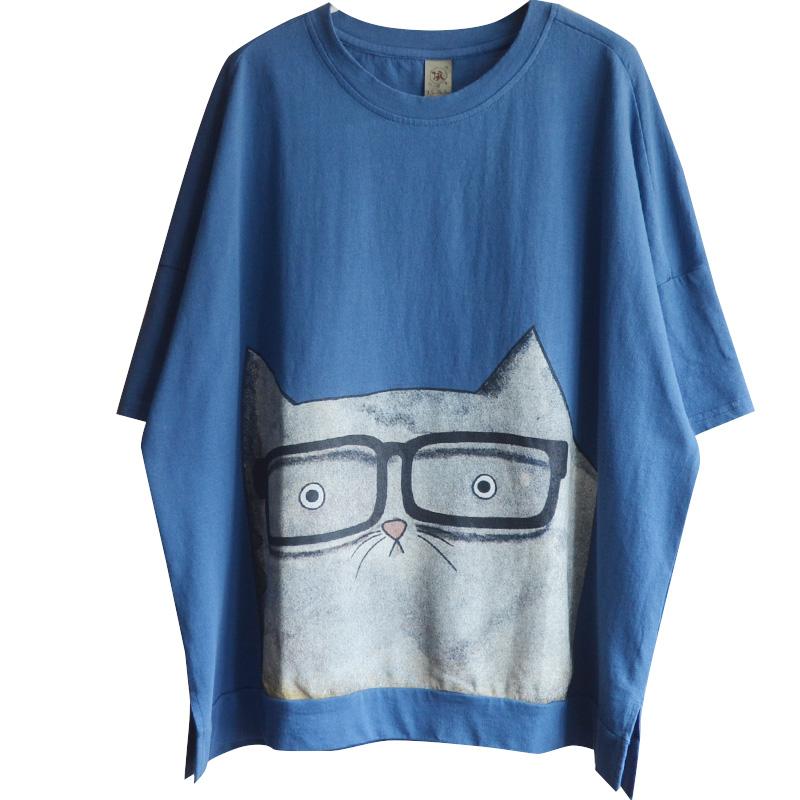 Cotton Carton Print Summer Short Sleeve T-shirt