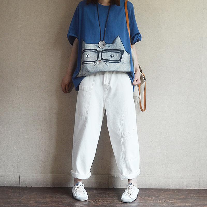 Cotton Carton Print Summer Short Sleeve T-shirt