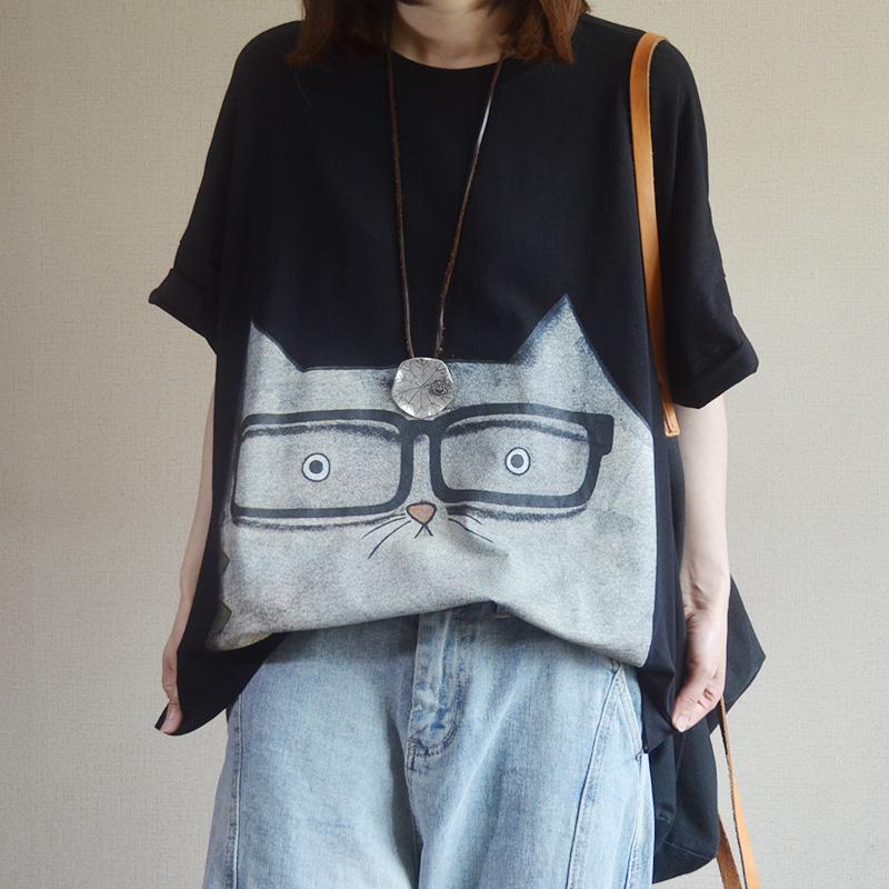 Cotton Carton Print Summer Short Sleeve T-shirt