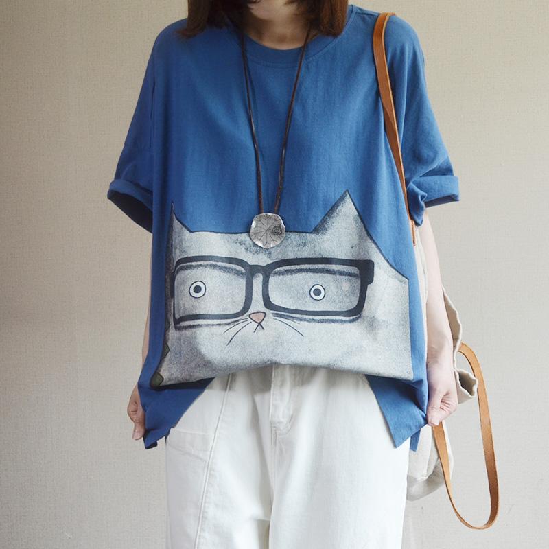 Cotton Carton Print Summer Short Sleeve T-shirt