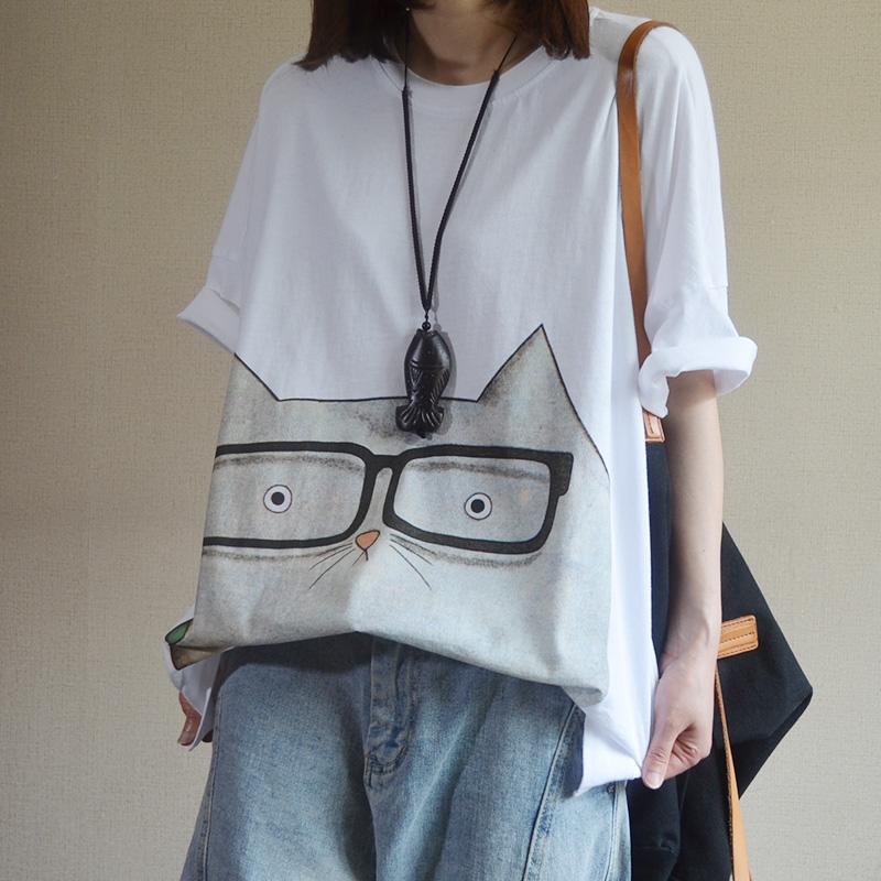 Cotton Carton Print Summer Short Sleeve T-shirt