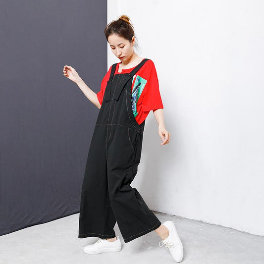 Cotton Casual Line Pockets Button Overalls